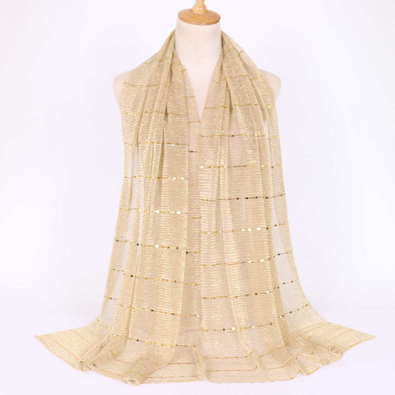 New Women's Lamp Wick Silk Sequined Scarf