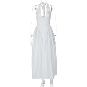 Halter Elegant Large Swing Skirt Dress Women's Clothing