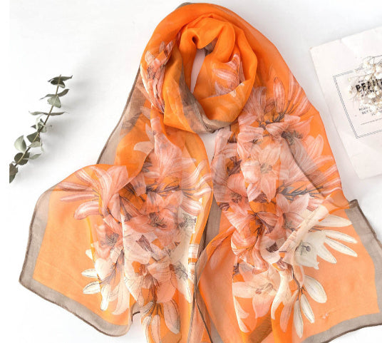 Summer Sunscreen Scarf Beach Scarf Wholesale Long Women's Soft Plum Blossom Ladies Decoration Thin Scarf Scarf