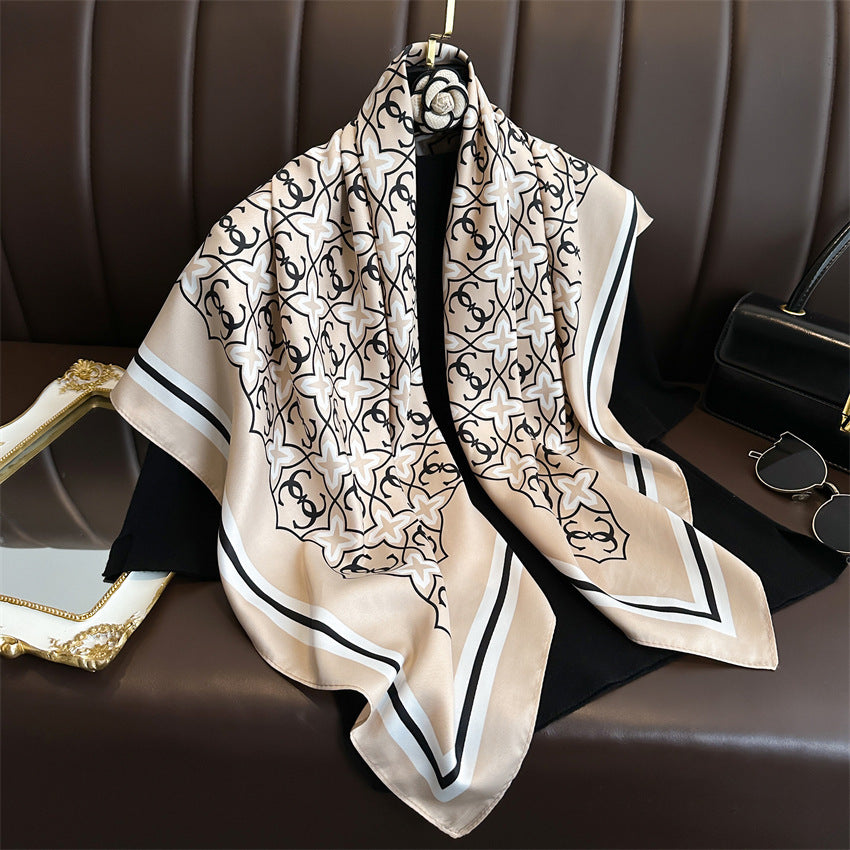 Fashion Printed Silk Scarf Twill Silk High Quality Square Scarf