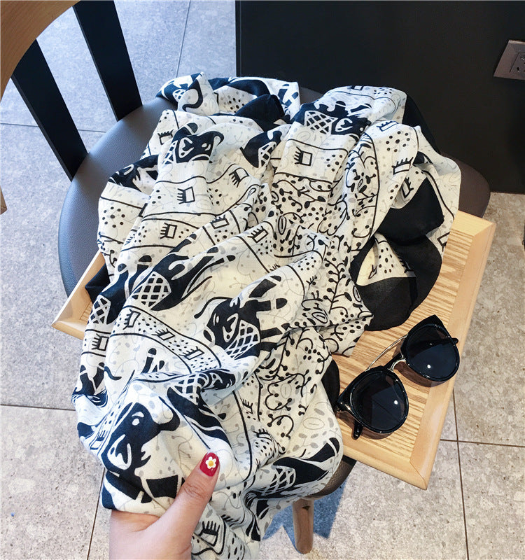 Cotton And Linen Ethnic Style Fake Sunscreen Scarf