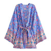 Rayon Bohemian Printed Belt Kimono Jacket Cardigan