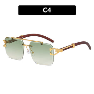 Double Beam Sunglasses Frameless Trimming Square