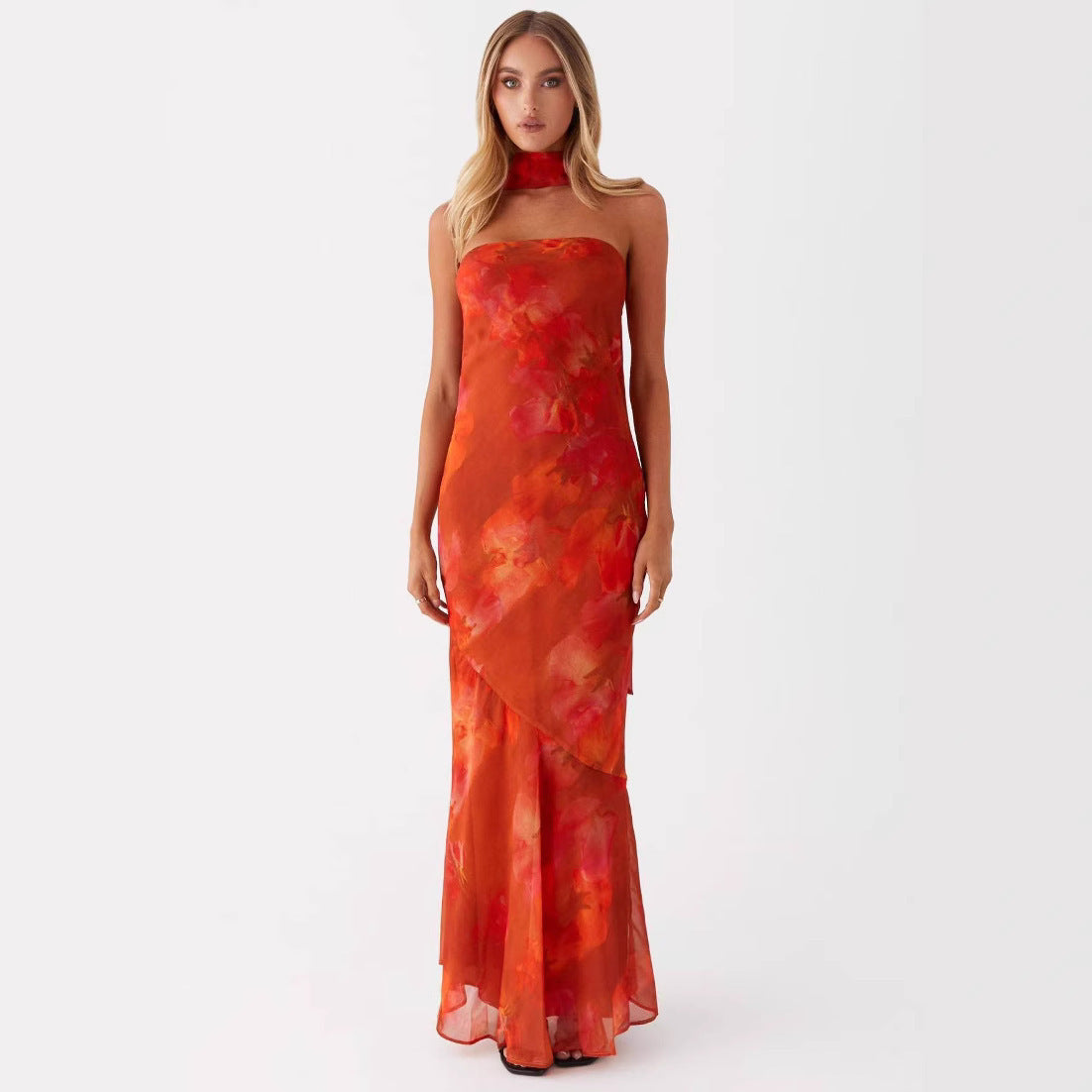 Multicolor Sling Seaside Holiday Fishtail Dress