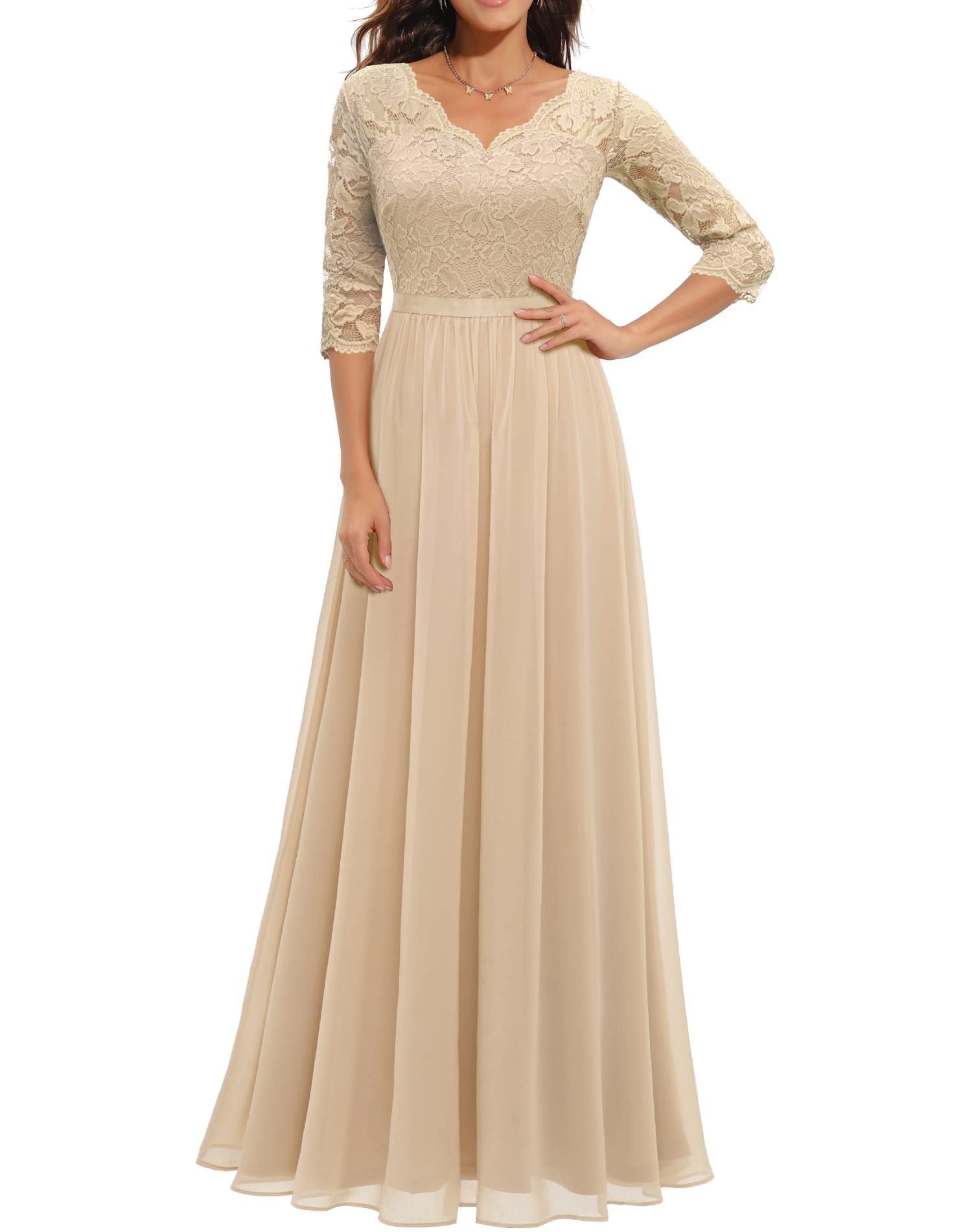 Lace Patchwork Long Waist Cinching Dress