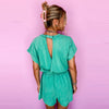 Solid Color Short Sleeve Jumpsuit