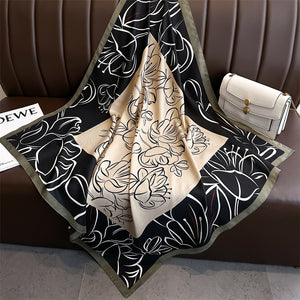 Fashion Printed Silk Scarf Twill Silk High Quality Square Scarf