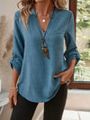 European And American Solid Color Ladies V-neck Shirt