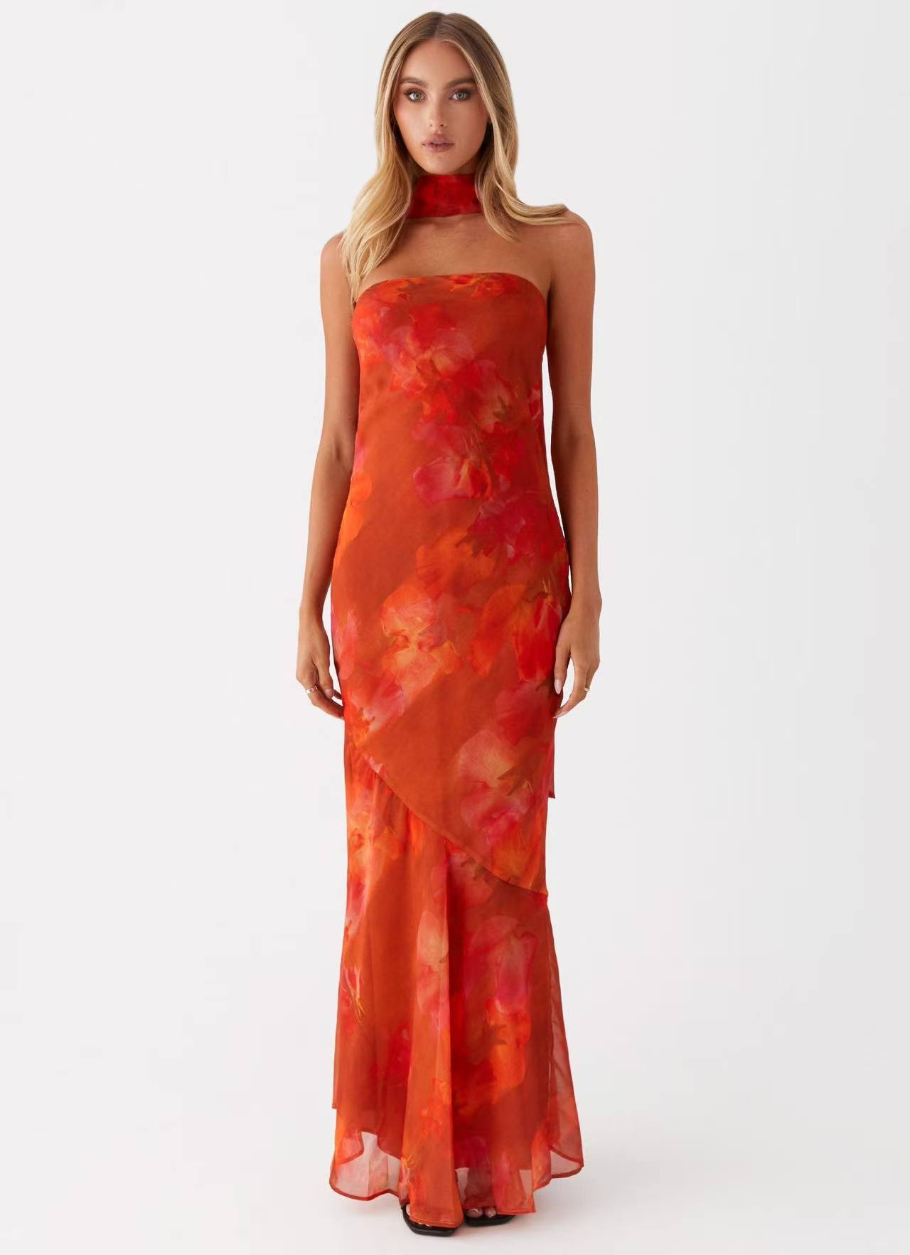 Multicolor Sling Seaside Holiday Fishtail Dress