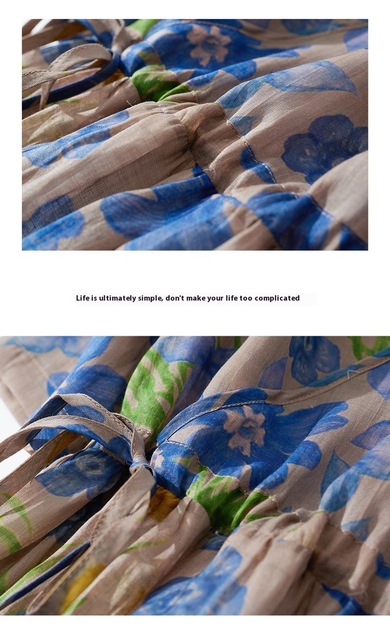 Spring New Ramie Dress Younger Cinched Artistic