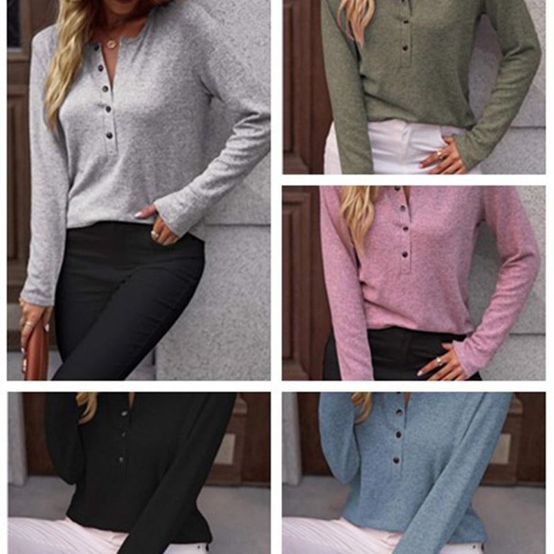 Solid Color Long Sleeve Hollowed Leisure Shirt