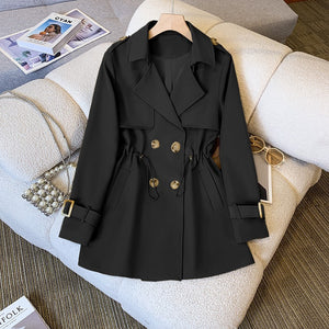 Women's Fashion Tailored Collar Trench Coat Waist Trimming Coat