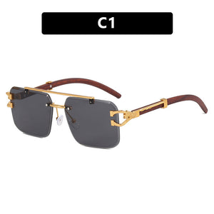 Double Beam Sunglasses Frameless Trimming Square