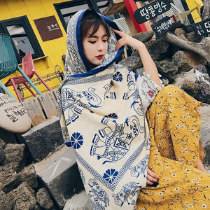 Ethnic Style Cotton And Linen Scarf Seaside Travel Oversized Beach Towel