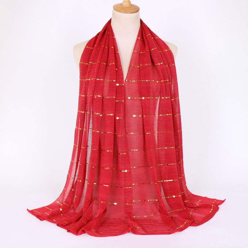 New Women's Lamp Wick Silk Sequined Scarf