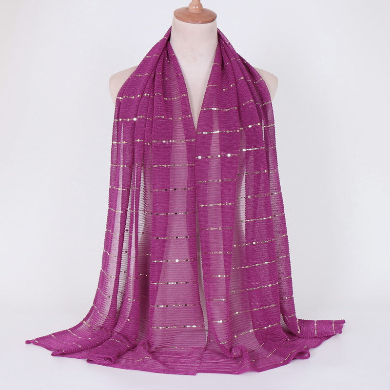 New Women's Lamp Wick Silk Sequined Scarf