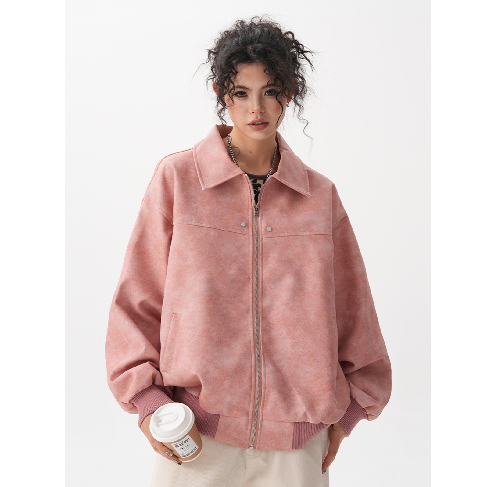 Retro Brown Couple Coat Loose Maillard Jacket Top