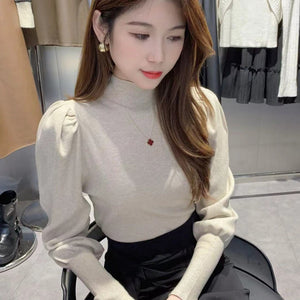 Knitwear Bottoming Slim Puff Sleeve Pullover Wool Tops