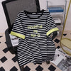 Color Matching Short-sleeved T-shirt Slimming Round Neck