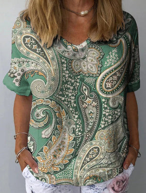 Women's Personality Printed Crew Neck Top