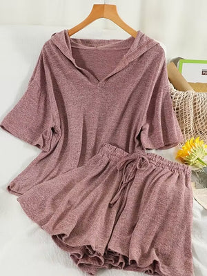 Summer New Loose Fashion Hooded Short Sleeve Shorts Two-piece Set
