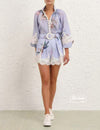 Lace Stitching Single-breasted Shirt Wide Leg Short Two-piece Suit Women