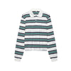 Spring New Women's Fashion Striped Polo Retro Long Sleeve Contrast Color Top