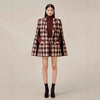 Houndstooth Woolen Cape Coat Shorts