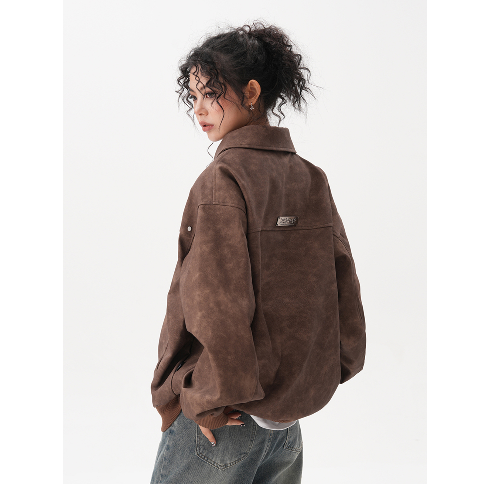 Retro Brown Couple Coat Loose Maillard Jacket Top