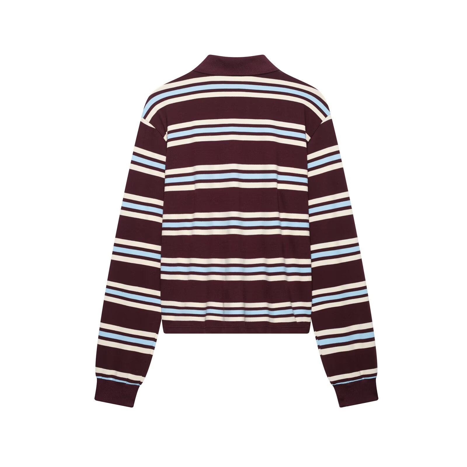 Spring New Women's Fashion Striped Polo Retro Long Sleeve Contrast Color Top