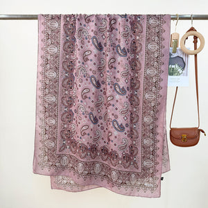 Women's High-grade Versatile Classic Pattern Travel Sun Protection Silk Scarf Shawl