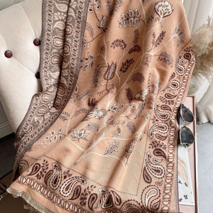 Women's Neck Warmer Office Blanket Cashmere-like Tassel Warm Scarf