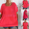 Plus Size Western Style Youthful-looking Pleated Short Sleeve Women's Blouse