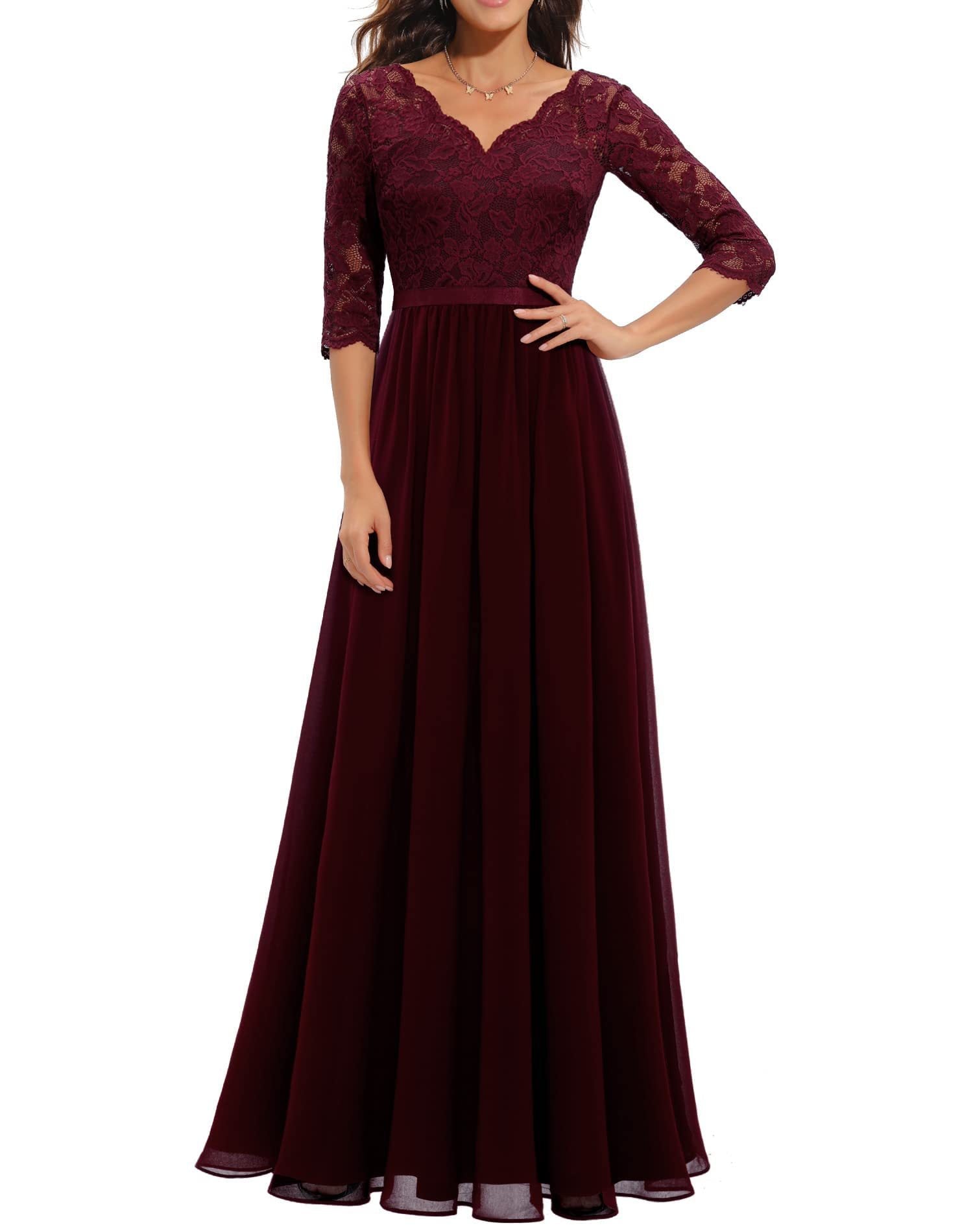 Lace Patchwork Long Waist Cinching Dress