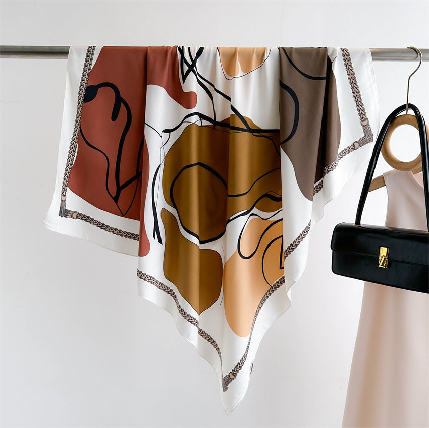 Fashion Printed Silk Scarf Twill Silk High Quality Square Scarf