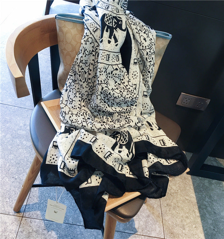 Cotton And Linen Ethnic Style Fake Sunscreen Scarf
