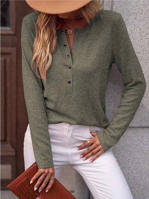 Solid Color Long Sleeve Hollowed Leisure Shirt