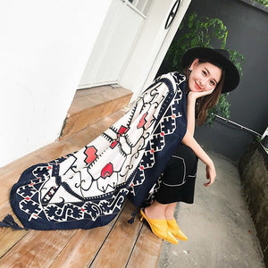 Ethnic Style Cotton And Linen Scarf Seaside Travel Oversized Beach Towel