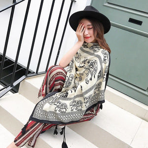 Ethnic Style Cotton And Linen Scarf Seaside Travel Oversized Beach Towel