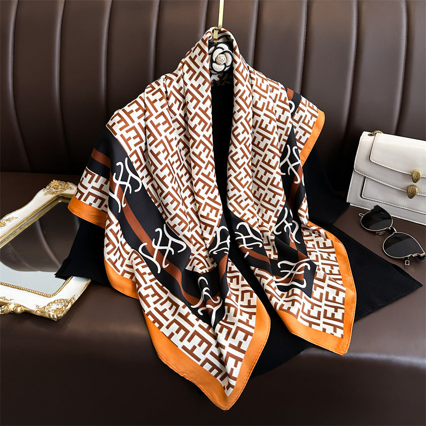 Fashion Printed Silk Scarf Twill Silk High Quality Square Scarf