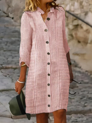 Fashion Button Casual Loose Shirt Dress