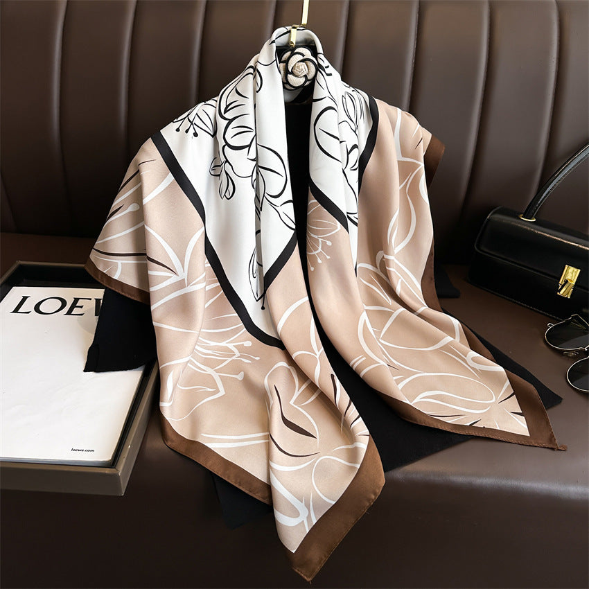 Fashion Printed Silk Scarf Twill Silk High Quality Square Scarf