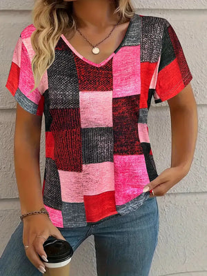Casual All-matching Square Pattern Short Sleeve