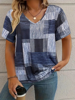Casual All-matching Square Pattern Short Sleeve
