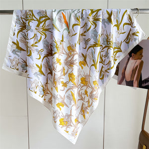 Fashion Printed Silk Scarf Twill Silk High Quality Square Scarf