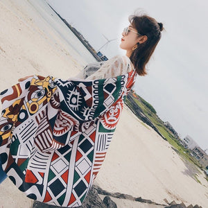 Ethnic Style Cotton And Linen Scarf Seaside Travel Oversized Beach Towel