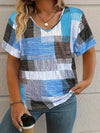 Casual All-matching Square Pattern Short Sleeve